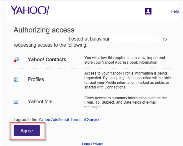 Yahoo Permissions Page